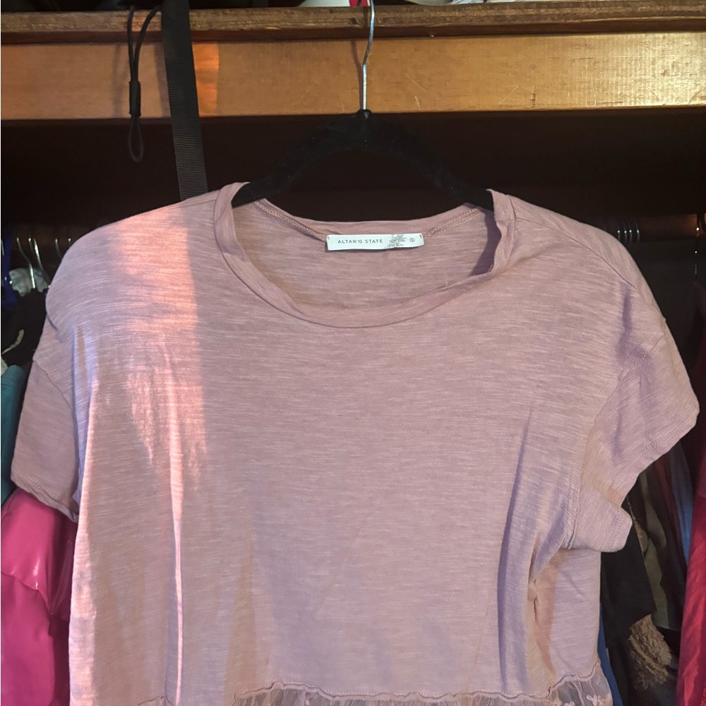 Altar'd State Mauve Short Sleeve Top